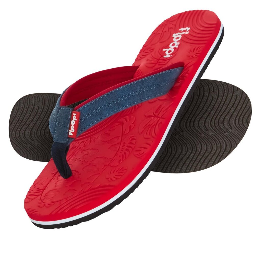 NWT Floopi Women Durable EVA Floral Textured Flip Flops Red Multi 6M